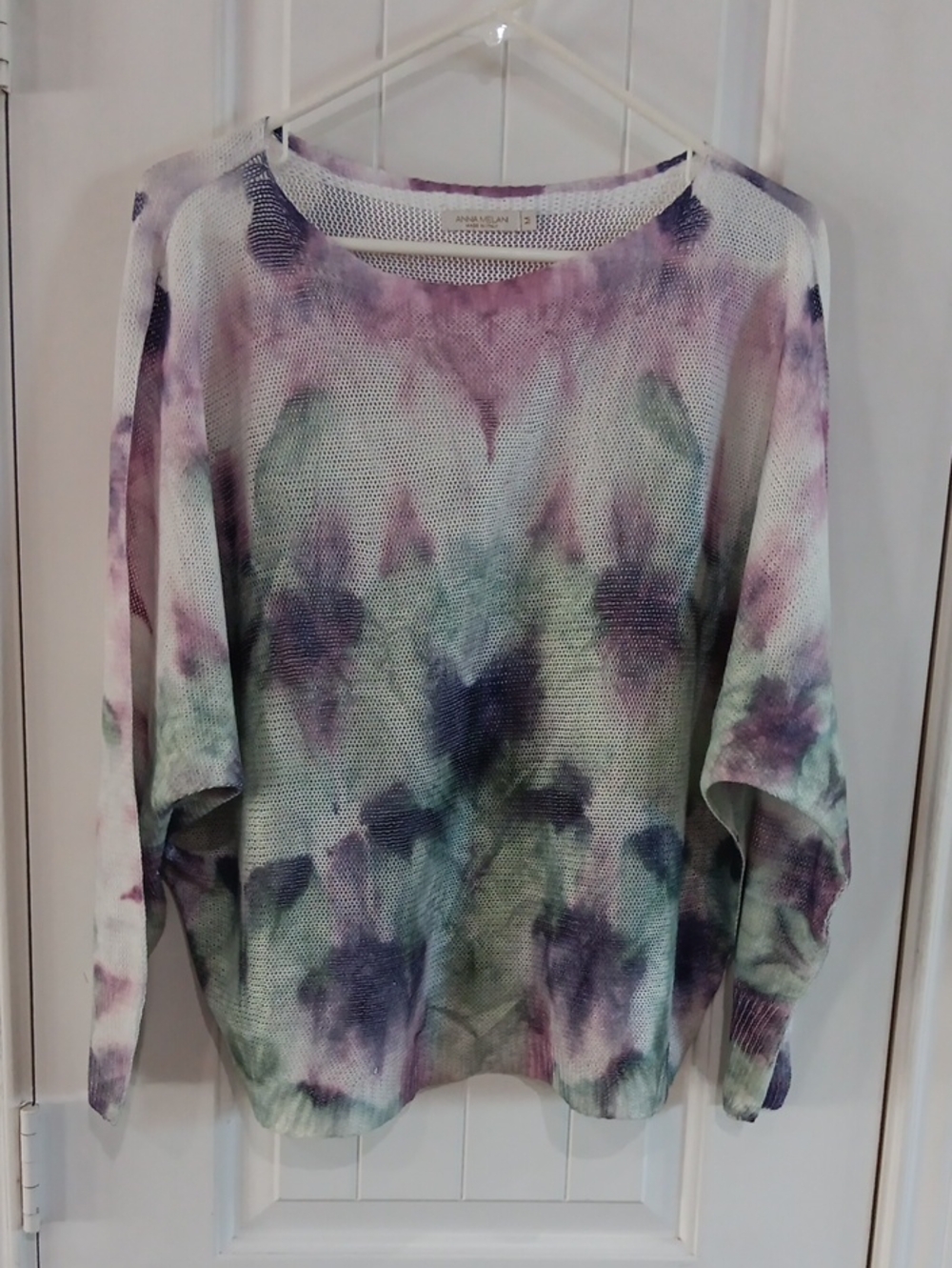 Anna Melani Italy Open Knit Watercolor Pastel Sweater M